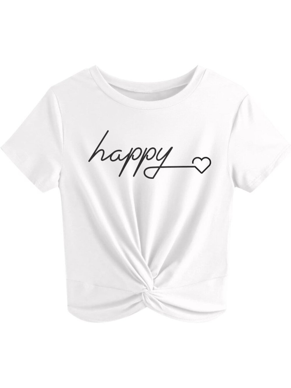 Women's T Shirt White Summer Causal Short Sleeves Blouse Round Neck Crop Tops